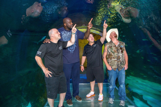 Basketball legend Shaquille O'Neal, and Animal Planet's Tanked stars, Wayde King, Brett Raymer and Redneck, visited SEA LIFE Orlando Aquarium to film the season finale of the hit series.